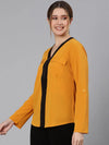 Dusky Yellow Zip Lined Women Top