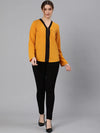 Dusky Yellow Zip Lined Women Top