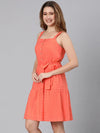 Premier Orange Schiffy Fabric Tie-Knotted Women Dress