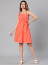 Premier Orange Schiffy Fabric Tie-Knotted Women Dress