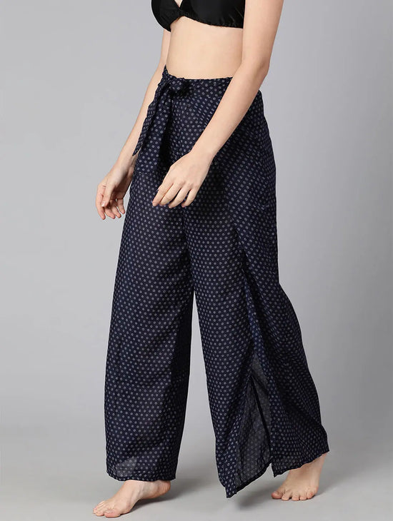 Folky Blue Tie-Knotted Beachwear Women Pant