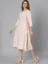 Summery Solid Peach Women Dress