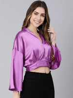 On Fire Solid Purple Women Crop Top