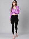 On Fire Solid Purple Women Crop Top