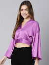 On Fire Solid Purple Women Crop Top