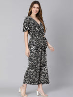 Gallant Black Animal Print Tie-Knot Women Dress