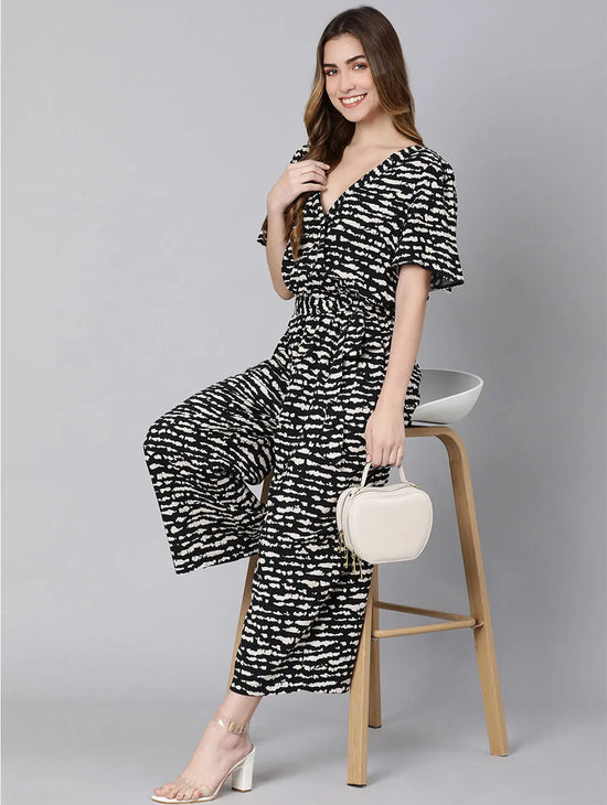 Gallant Black Animal Print Tie-Knot Women Dress