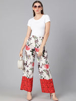 Elastiacted Digital Floral Print Trendy Women Pant