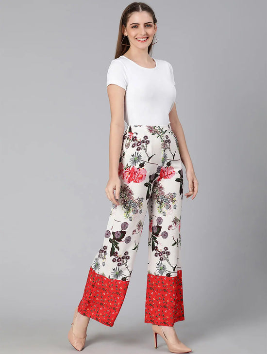 Elastiacted Digital Floral Print Trendy Women Pant