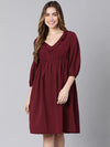 Turned On Wine Ruffle Women Dress