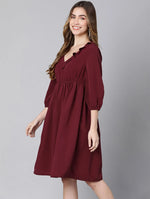 Turned On Wine Ruffle Women Dress