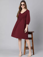 Turned On Wine Ruffle Women Dress