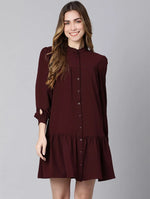 Rosing Wine Button-Down Women Dress