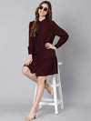 Rosing Wine Button-Down Women Dress