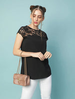 Butter Black Laced Up Women Top