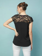 Butter Black Laced Up Women Top