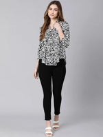 Chalky White Floral Print Women Top