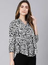 Chalky White Floral Print Women Top