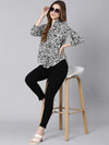 Chalky White Floral Print Women Top