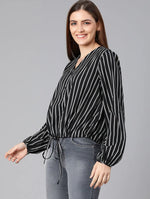 Strings And Stripes Tie-Knotted Women Top