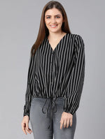 Strings And Stripes Tie-Knotted Women Top