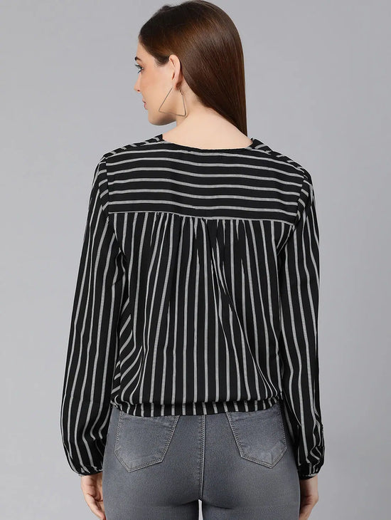 Strings And Stripes Tie-Knotted Women Top