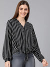 Strings And Stripes Tie-Knotted Women Top