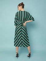 Fleeker Stripes Print Elasticated Women Dress