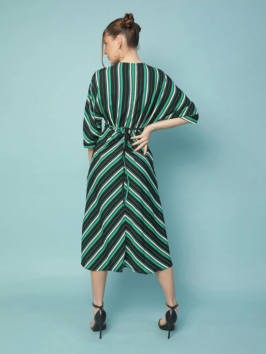 Fleeker Stripes Print Elasticated Women Dress