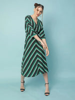 Fleeker Stripes Print Elasticated Women Dress