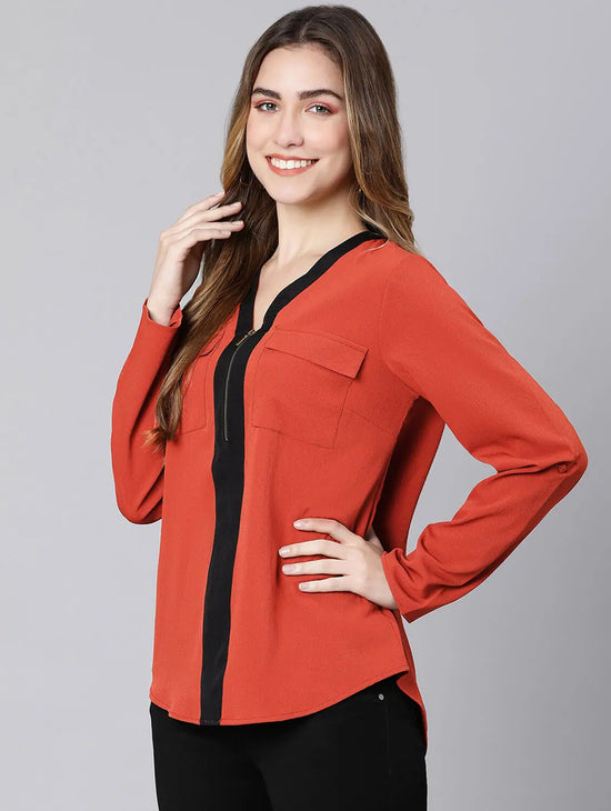 Sild Rust Zipper Women Top