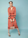 Red Floral Prin Tie-Knot Women Dress