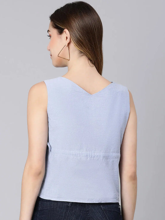 Bubble Blue Tie-Knot Women Top