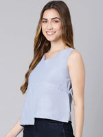 Bubble Blue Tie-Knot Women Top