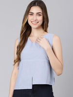 Bubble Blue Tie-Knot Women Top