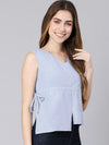 Bubble Blue Tie-Knot Women Top