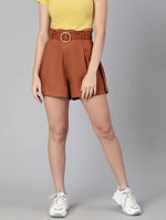 Barre Brown Belt On Women Shorts