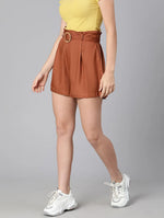 Barre Brown Belt On Women Shorts