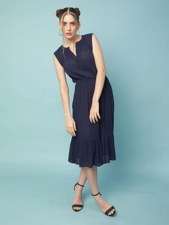 New Navy Solid Women Dress