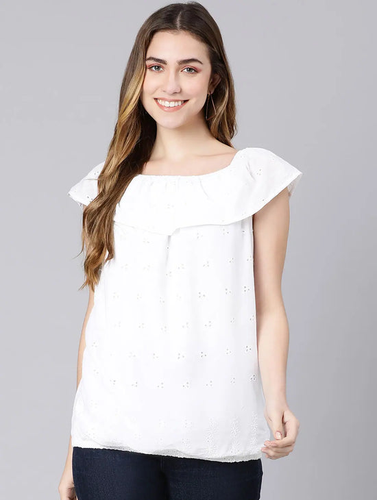 Nasty Schiffy White Off-Shoulder Women Top