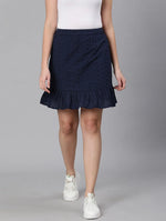 Nobbled Blue Schiffy Fabric Women Skirt