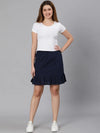 Nobbled Blue Schiffy Fabric Women Skirt