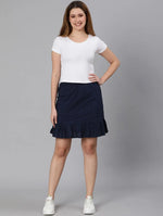 Nobbled Blue Schiffy Fabric Women Skirt