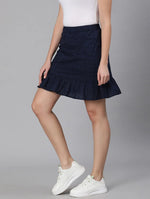 Nobbled Blue Schiffy Fabric Women Skirt