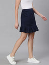 Nobbled Blue Schiffy Fabric Women Skirt