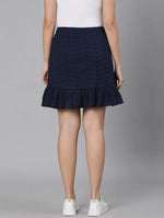 Nobbled Blue Schiffy Fabric Women Skirt