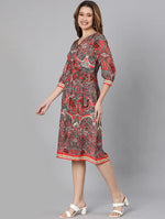 Dearly Red Floral Print Tie -Knotted Women Dress