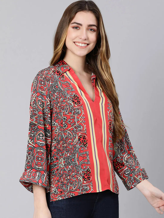 Razy Res Scarf Print Women Top