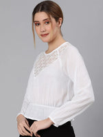 Sugary White Lace Fused Elasticated Women Top