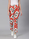 Oscar Red Floral Print Elasticated Women Pant